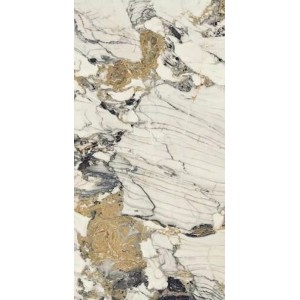 Плитка Rex Ceramiche 120x60 Etoile Symphonie Mat Ret 761771 матовая белый мрамор, с золотом 6мм