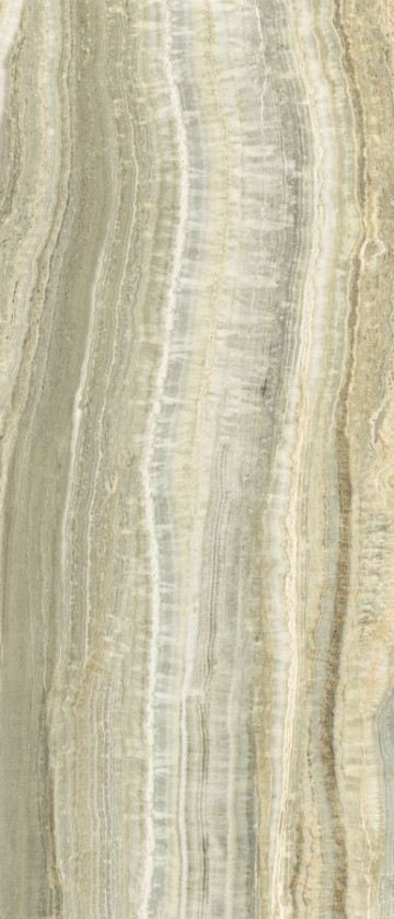 Плитка Rex Ceramiche 280x120 Eccentric Luxe Sage Glossy 120X280R 778823 глянцевая бежевый, серый камень, мрамор 6мм