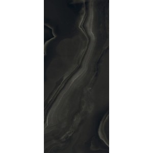 Плитка 280x120 Eccentric Luxe Smoky Bl Glossy 120X280R 778820 глянцевая черный мрамор, оникс 6мм Rex Ceramiche
