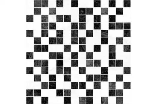 Плитка Laparet 30x30 мозаика чёрный+белый Crystal глянцевая глазурованная
