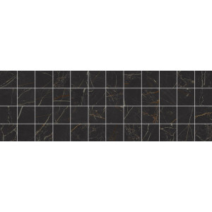 Плитка Laparet 60x20 мозаика декор мозаичный чёрный MM60074 Royal глянцевая глазурованная