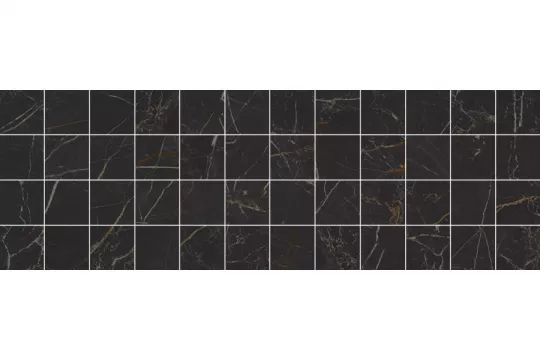 Плитка Laparet 60x20 мозаика декор мозаичный чёрный MM60074 Royal глянцевая глазурованная