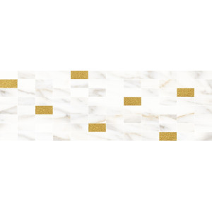 Плитка Laparet 60x20 мозаика декор мозаичный белый золото MM60157 Aragon глянцевая глазурованная
