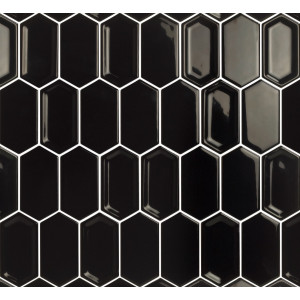 Мозаика керамическая глянцевая LeeDo Crayon Black glos 38x76x8