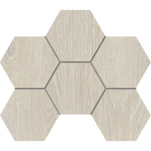 Плитка Эстима мозаика Mosaic/KW00_NR/25x28,5x10/Hexagon структурированный белый