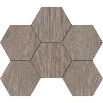 Плитка Эстима мозаика Mosaic/KW02_NR/25x28,5x10/Hexagon структурированный серый