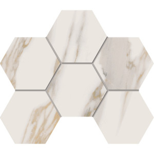 Плитка Эстима мозаика Mosaic/RM01_NS/25x28,5x10/Hexagon неполированный белый