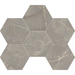 Плитка Эстима мозаика Mosaic/BR03_NS/25x28,5/Hexagon Bernini неполированный серый