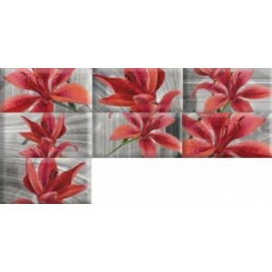 Плитка Absolut keramika декор 15x8 Mix Flowers RBW Monocolor Biselado глянцевая