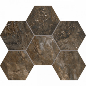 Плитка Эстима мозаика Mosaic/BR04_NS/25x28,5/Hexagon неполированный коричневый