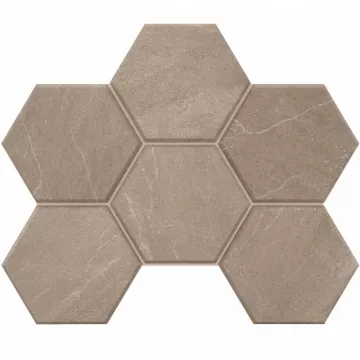 Плитка Эстима мозаика Mosaic/GB02_NR/25x28,5/Hexagon неполированный серый