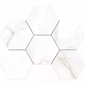 Плитка Эстима мозаика Mosaic/ID01_NS/25x28,5/Hexagon неполированный белый