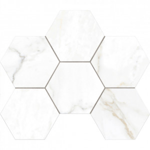 Плитка Эстима мозаика Mosaic/ID01_PS/25x28,5/Hexagon полированный белый