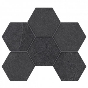 Плитка Эстима мозаика Mosaic/LN04_NS/TE04_NS/25x28,5/Hexagon неполированный черный