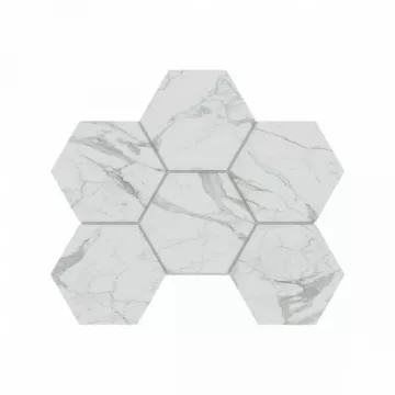 Плитка Эстима мозаика Mosaic/MN01_PS/25x28,5/Hexagon полированный белый