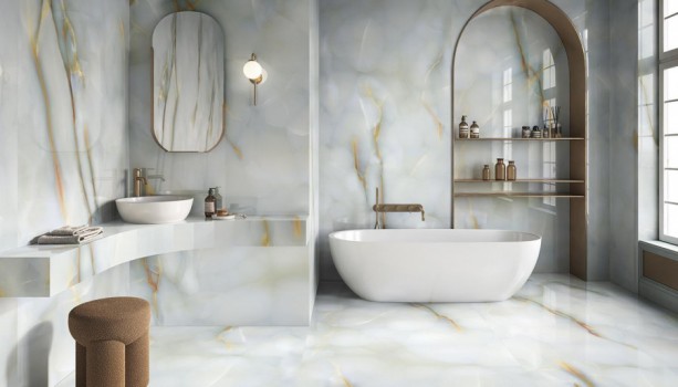 Керамогранит 278x120 Turchese Lappato Tele Di Marmo Pure Onyx лаппатированная голубой оникс 6.5мм Emil Ceramica