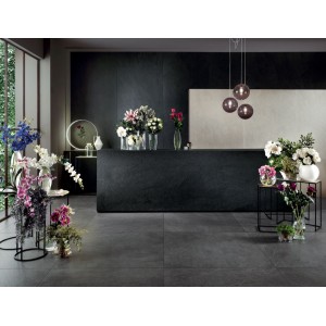 Керамогранит 300x100 Dark Flow Nat 5P Slimtech Waterfall матовая черный мрамор 5.5мм Lea Ceramiche