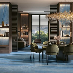 Керамогранит 80x80 Azul Imperiale Lucido Wanderlust глянцевая голубой оникс 9мм Mirage