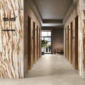 Керамогранит 160x80 Calacatta Copper Lucido Wanderlust глянцевая бежевый мрамор 9мм Mirage