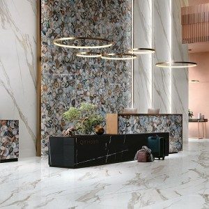 Керамогранит 280x120 Agata Multicolor Lucido Wanderlust глянцевая голубой узор 6мм Mirage