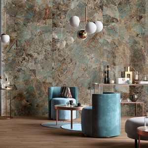 Керамогранит 160x80 Amazzonite Lucido Cosmopolitan глянцевая голубой мрамор 9мм Mirage