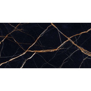 Керамогранит 120x60 Sahara Noir Silktech Marble полуматовая черный мрамор 9.5мм Provenza