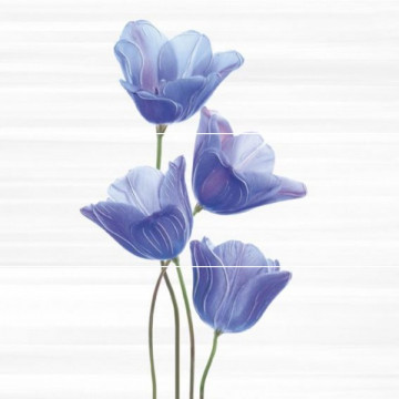 Плитка Ibero панно Groove Decor Ocoa Royal Blue A B C компл. из 3xшт 75x75 глянцевая