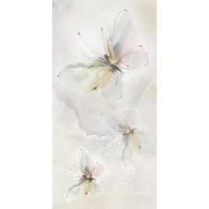 Плитка Belani 50x25 Оникс декор бабочки 3 салатовый - глянцевая