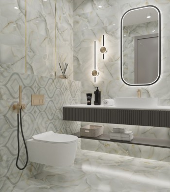 Керамогранит 60x30 Меоланс TP3665H мрамор светло-серый глянцевая 9мм Тянь Шань