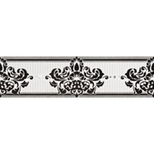 Плитка 30x8 Кайма Mrv231 Frise Bianco/Nero Elite глянцевая дизайн 11мм Valentino