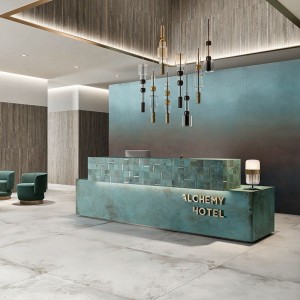 Керамогранит 80x40 Mint Rt Alchemy матовая зеленый камень Caesar