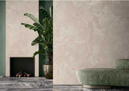 Керамогранит 278x120 Pink Onyx Luc Anima Futura глянцевая, полированная бежевый мрамор Caesar