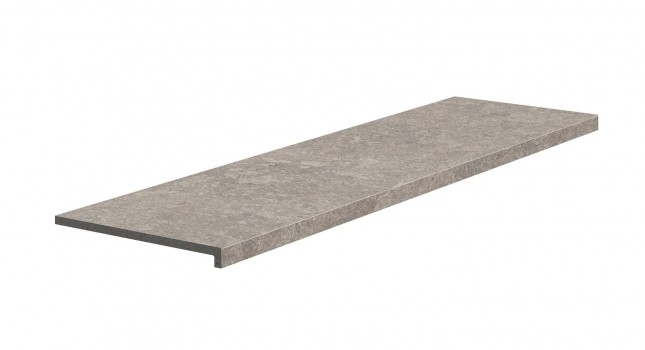 Монолитная ступень Exagres 120x33 Bedford Pearl Кантиковая R9 противоскользящая серый светлый 12мм