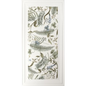 Керамогранит 120x60 Ape Ceramica Bellagio Dec Argegno Bianco Rect матовая листья белый