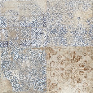 Керамогранит Mykonos 45x45 напольная Tabarca Decors гладкая матовая сине-коричневый 9.5мм
