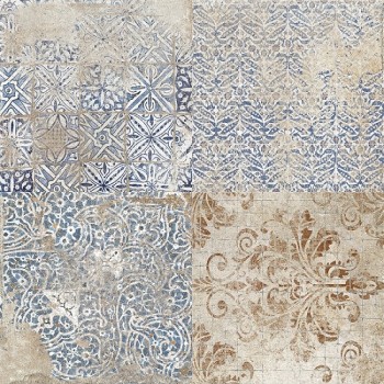 Керамогранит Mykonos 45x45 напольная Tabarca Decors гладкая матовая сине-коричневый 9.5мм