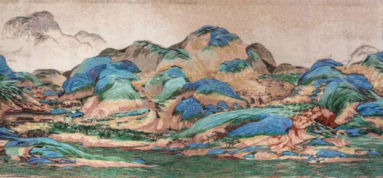 Панно - 15360x2680  Размер: 15 680 См Стеклянная Мозаика Горы И Воды На Тысячу Ли бежевый  Art Natura