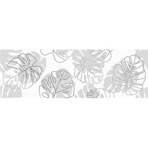 Плитка Cersanit 75x25 декор вставка белая листья 15920 Glory матовая глазурованная