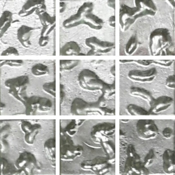 Плитка Irida 2x2 20Obs Белое Напольное Гофрированное Золото,Стеклянная 20Obs с рельефом серебряный 4мм