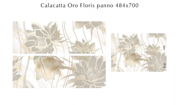 Плитка Eletto Ceramica Calacatta Oro Floris панно 70x48 глянцевая