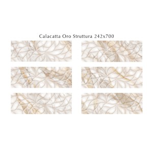 Плитка Eletto Ceramica Calacatta Oro Struttura облицовочная 70x24 глянцевая