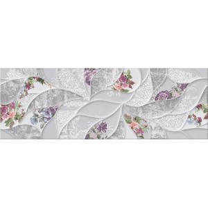 Плитка Eletto Ceramica Malwiya Grey Floris облицовочная 70x24 матовая