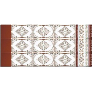 Плитка ceramica 20x5 Moldura Relieve Azul Miel Zocalo глянцевая, рельефная бордовый орнамент Ribesalbes