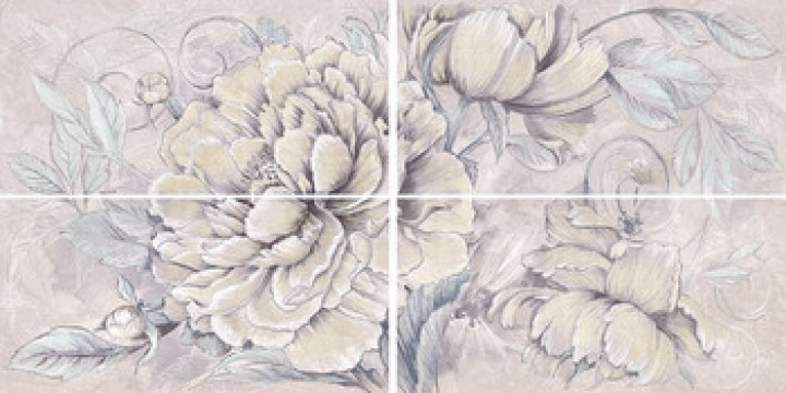 Керамическая плитка Керлайф Панно 63.0*1260 DELICATO BOUQUET PERLA (4шт)