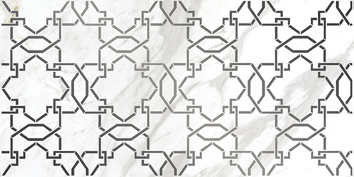 Плитка Cersanit 60x30 декор вставка белая узор 16015 Royal Stone глянцевая глазурованная
